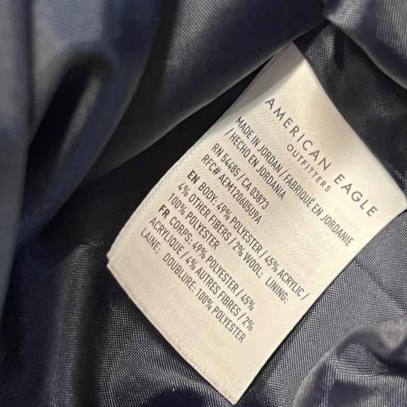 American Eagle Plaid Flannel Shirt Jacket Women's XL Blue Beige Button Up Casual - Picture 4 of 6